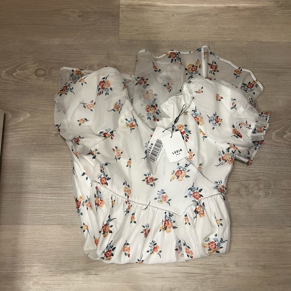 Korean Style Multi Soft Girl Flowers Print V-Neck Midi Dresses - Picture 3 of 4